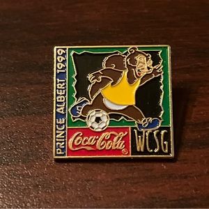 Vintage 1999 Coca Cola Coke Prince Albert Squirrel WCSG Soccer Football Hat‎ Pin